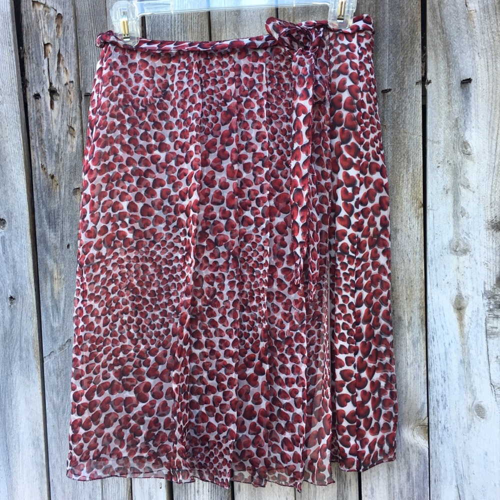 Vintage Prada ss2000 Heart Silk Wrap Skirt 42 RARE